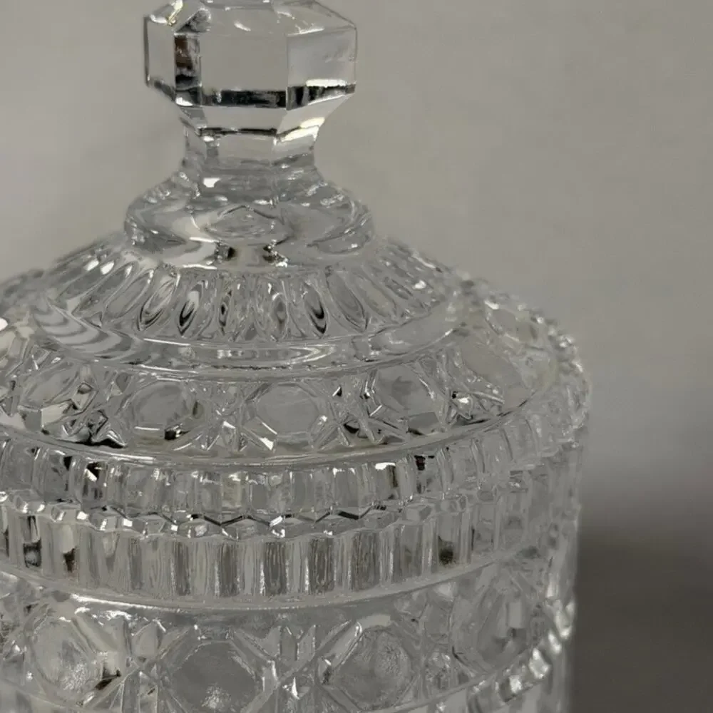 Hollywood Regency Cut Glass Cream & Sugar Set, German Crystal With Footed Tray